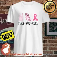 Peace Cure Pug Breast Cancer Awareness shirt