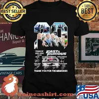 20 years of 2001 2021 9 movies fast and furious thank you for the memories signatures shirt