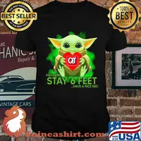 Baby Yoda hug Quiktrip please remember stay 6 feet have a nice day shirt