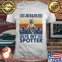 Jesus is my spotter weight lifting vintage shirt