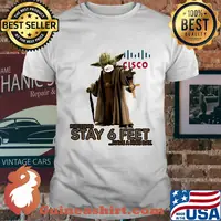 Master yoda mask cisco please remember stay 6 feet have a nice day jesus shirt