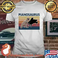 Pianosaurus dinosaur playing piano vintage shirt