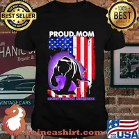 Bear proud mom crohn's disease awareness american flag independence day shirt