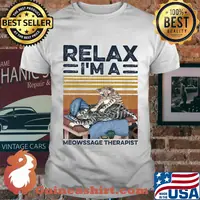 Cat relax i'm a meowssage therapist vintage retro shirt