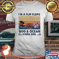 I'm a flip flops paw dog and ocean kinda girl vintage retro shirt