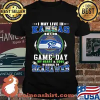 I may live in kansas but on game day my heart and soul belongs to seahawks shirt