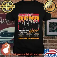 James bond movie years of 1962 2020 007 thank you for the memories signatures shirt
