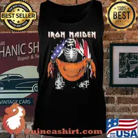Skeleton iron maiden clemson tigers logo american flag independence day s Tank top