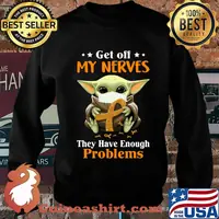 Star wars baby yoda mask get off my nerves they have enough problems cancer awareness s Sweater