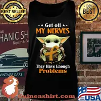 Star wars baby yoda mask get off my nerves they have enough problems cancer awareness s Tank top