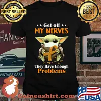 Star wars baby yoda mask get off my nerves they have enough problems cancer awareness shirt