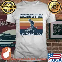 everytime you feel sad imagine a T-rex trying to block vintage retro shirt