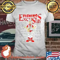 Fisherman angler fishing excuses outdoors jokes shirt