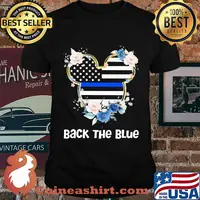 Mickey mouse back the blue american flag independence day flowers shirt