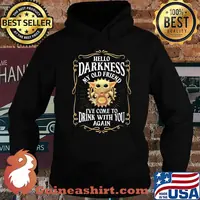 Star wars baby yoda hello darkness my old friend i’ve come to drink with you again s Hoodie
