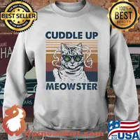 Weed cuddle up meowster vintage retro s Sweater
