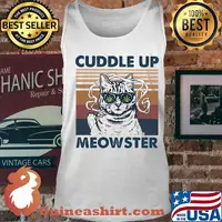 Weed cuddle up meowster vintage retro s Tank top
