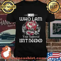 Blood insides kansas city chiefs i am who i am your approval isn't needed shirt