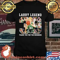 Boston celtics larry legend 33 thank you for the memories signature shirt