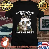 Cat look what i do i catch fish i'm the best shirt