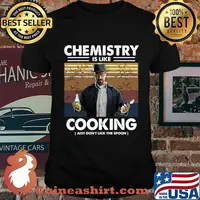 Chemistry is like cooking just don't lick the spoon vintage retro black shirt