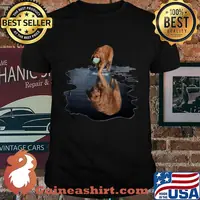 Golden retriever mask water reflection shirt
