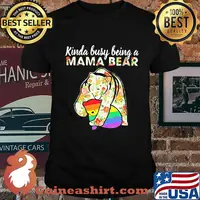 Lgbt kinda busy being a mama bear flowers shirt