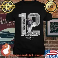 New england patriots 12 tom brady thank you for the memories signature shirt