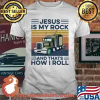 Trucker Jesus is my rock and thats how i roll vintage retro shirt