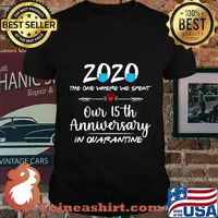 15th Wedding Anniversary Couples Quarantined 2020 Backside T-Shirt