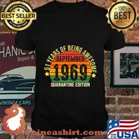 51 Years Of Being Awesome September 1969 Quarantine Birthday T-Shirt