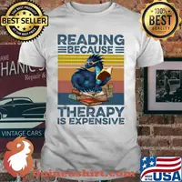 Dragon reading because therapy is expensive vintage retro shirt