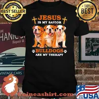 JESUS IS MY SAVIOR BULLDOGS ARE MY THERAPY SHIRT