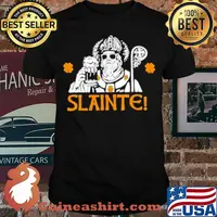 Slainte st patricks day drinking beer lover lucky shamrock shirt