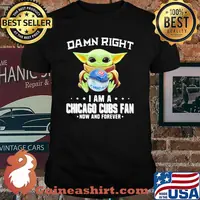 Damn Right I Am A Chicago Cubs Fan Now And Forever Baby Yoda Hug Ball Shirt