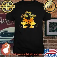 Happy New Year Minnie And Mickey Gold Shirt