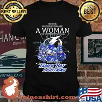 Never underestimate a woman who understands hockey and loves tampa bay lightnign signature shirt