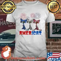 Cat Americat Firework 4th Of July Independence Shirt
