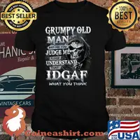 Grumpy Old Man Before You Judge Me Understand That Idgaf Skull T-Shirt
