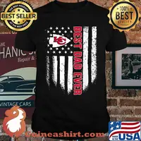 Best Dad Ever Kansas City Fan Football Love Chief Flag Usa Father's day T-Shirt