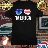 'Merica Sunglasses 4th of July USA Patriotic T-Shirt