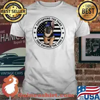 Supporting the paws that enforce the laws dog police american flag shirt