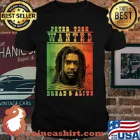 Peters Tosh Wanted Dread And Alive Musician Vaporware Rasta Flag T-Shirt