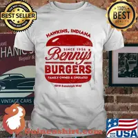 Hawkins Indiana since 1956 Benny's Burgers family owned and operated 4819 Randolph way shirt