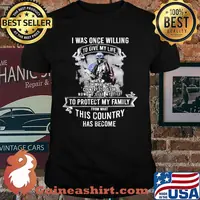 I was once willing to give my life for what this country stood for to protect my family from what this country has become skull usa flag shirt