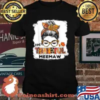 One Thankful Meemaw Fall Costume Leaves Autumn Thanksgiving T-Shirt