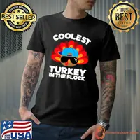 Best Kids Coolest Turkey In The Flock Toddler Boys Thanksgiving Kids T Shirt