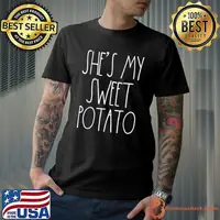 Funny thanksgiving Couples Shirts She's My Sweet Potato I Yam Set T-Shirt