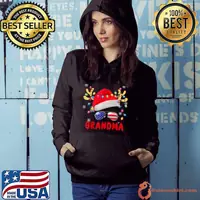 Nice Grandma Claus Messy Bun Wink Eye Christmas Family Matching T Shirt