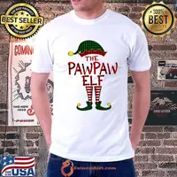 Red Plaid Pawpaw Elf Matching Family Christmas Pajama Daddy T-shirt